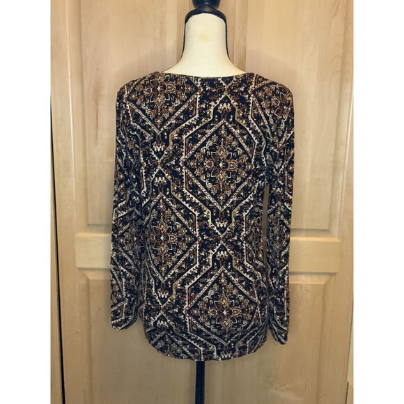 Chicos Women’s 1 US M Diamond Shapes Fall Colors Long Sleeves  Tunic Top - Picture 6 of 9